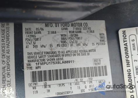 2006 Ford Expedition Eddie Bauer/King Ranch from USA, damaged, VIN 1FMPU175X6LA88911